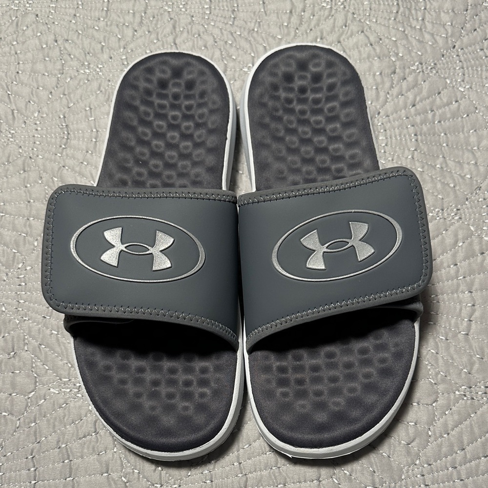 Under Armour Men’s Ignite Pro 8 Gray Slides, EUC (Wore Once Indoors), Size 10